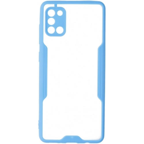 Samsung Galaxy A31 Kılıf Renkli Silikon Kamera Lens Korumalı Şeffaf Parfe Kapak - Mavi