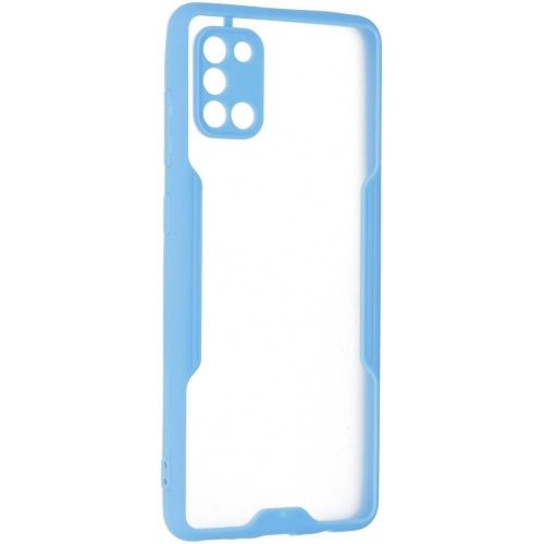 Samsung Galaxy A31 Kılıf Renkli Silikon Kamera Lens Korumalı Şeffaf Parfe Kapak - Mavi