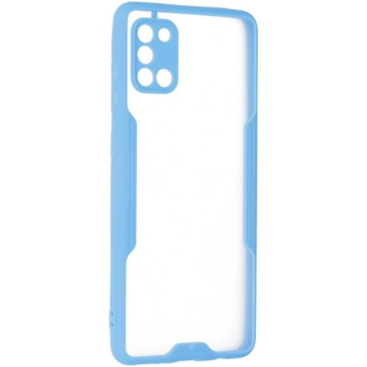 Samsung Galaxy A31 Kılıf Renkli Silikon Kamera Lens Korumalı Şeffaf Parfe Kapak - Mavi