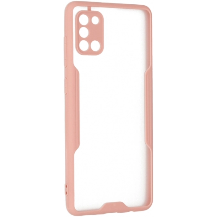 Samsung Galaxy A31 Kılıf Renkli Silikon Kamera Lens Korumalı Şeffaf Parfe Kapak - Pembe