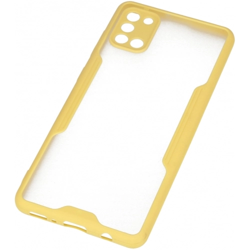 Samsung Galaxy A31 Kılıf Renkli Silikon Kamera Lens Korumalı Şeffaf Parfe Kapak - Sarı