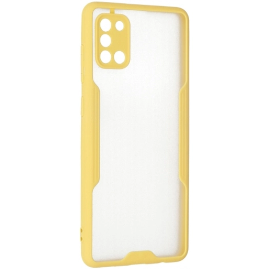 Samsung Galaxy A31 Kılıf Renkli Silikon Kamera Lens Korumalı Şeffaf Parfe Kapak - Sarı