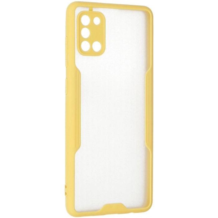 Samsung Galaxy A31 Kılıf Renkli Silikon Kamera Lens Korumalı Şeffaf Parfe Kapak - Sarı
