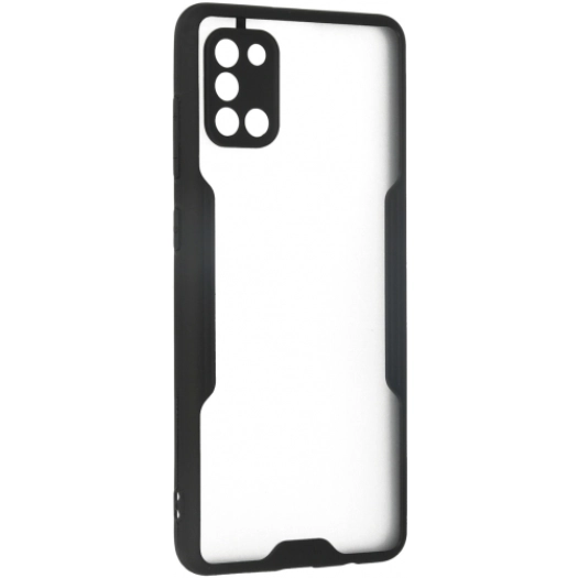 Samsung Galaxy A31 Kılıf Renkli Silikon Kamera Lens Korumalı Şeffaf Parfe Kapak - Siyah