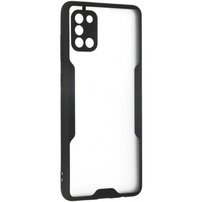 Samsung Galaxy A31 Kılıf Renkli Silikon Kamera Lens Korumalı Şeffaf Parfe Kapak - Siyah