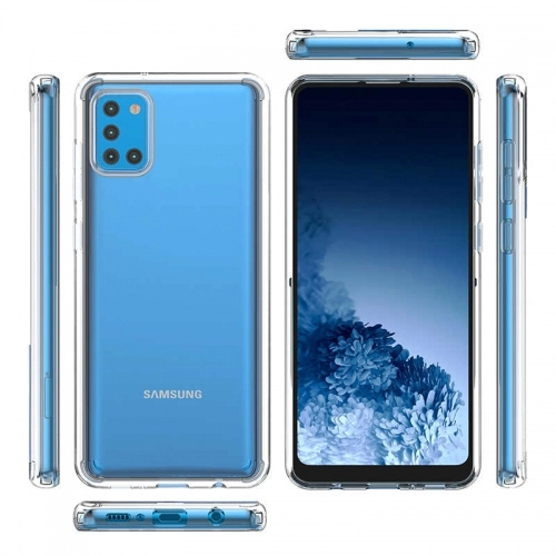 Samsung Galaxy A31 Kılıf Korumalı Kenarları Silikon Arkası Sert Coss Kapak - Şeffaf