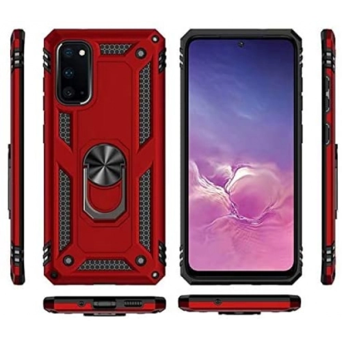 Samsung Galaxy A31 Kılıf Silikon Zırhlı Standlı Yüzüklü Mıknatıslı Tank Kapak - Siyah