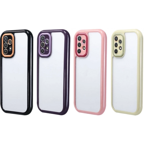 Samsung Galaxy A32 4G Kılıf Kamera Korumalı Renkli Kenar ve Çerçeve Tasarımlı Vitamin Kapak - Koyu Mor