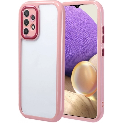 Samsung Galaxy A32 4G Kılıf Kamera Korumalı Renkli Kenar ve Çerçeve Tasarımlı Vitamin Kapak - Mürdüm