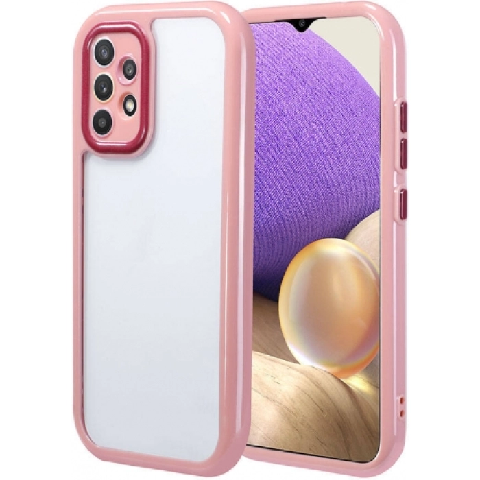 Samsung Galaxy A32 4G Kılıf Kamera Korumalı Renkli Kenar ve Çerçeve Tasarımlı Vitamin Kapak - Mürdüm