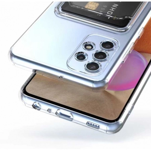 Samsung Galaxy A32 4G Kılıf Kartlıklı Şeffaf Esnek Silikon Kamera Korumalı