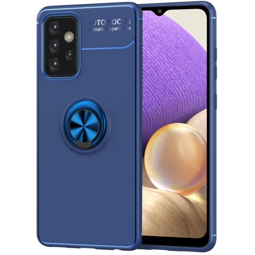 Samsung Galaxy A32 4G Kılıf Renkli Silikon Yüzüklü Standlı Auto Focus Ravel Kapak - Mavi