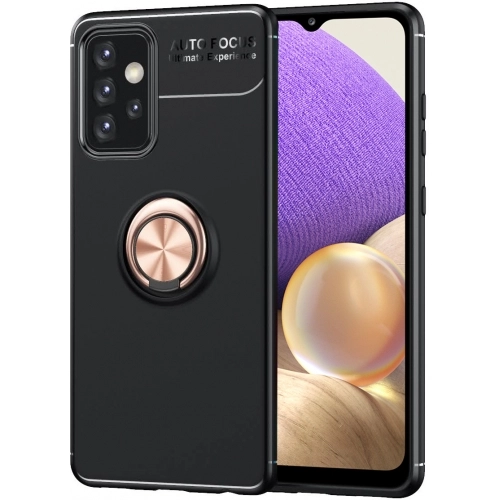 Samsung Galaxy A32 4G Kılıf Renkli Silikon Yüzüklü Standlı Auto Focus Ravel Kapak - Rose Gold