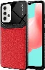 Samsung Galaxy A32 Kılıf Deri Görünümlü Emiks Kapak - Kırmızı