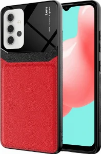 Samsung Galaxy A32 Kılıf Deri Görünümlü Emiks Kapak - Kırmızı