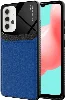Samsung Galaxy A32 Kılıf Deri Görünümlü Emiks Kapak - Mavi