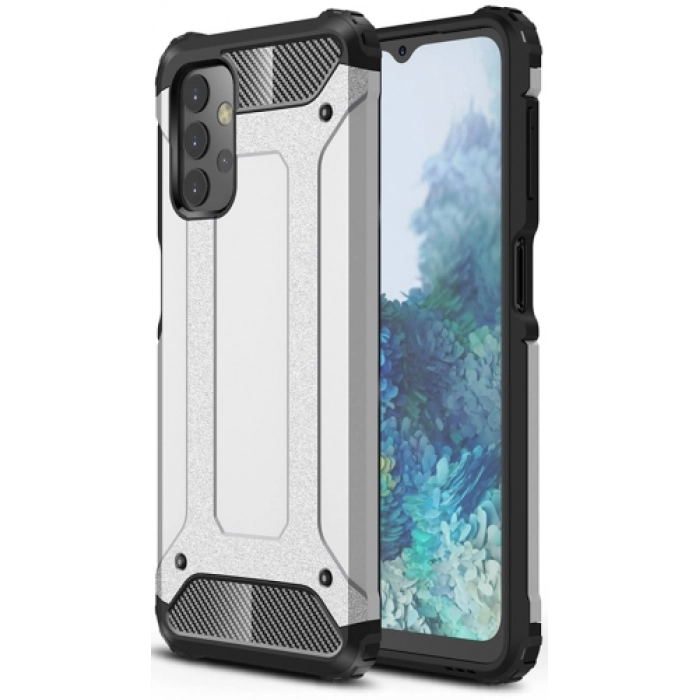 Samsung Galaxy A32 Kılıf Zırhlı Tank Crash Silikon Kapak - Gümüş