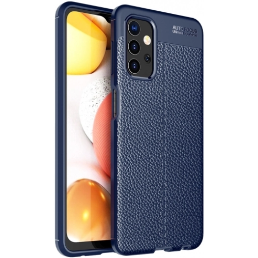 Samsung Galaxy A32 4G Kılıf Deri Görünümlü Lüks Parmak İzi Bırakmaz Niss Silikon Kapak - Lacivert