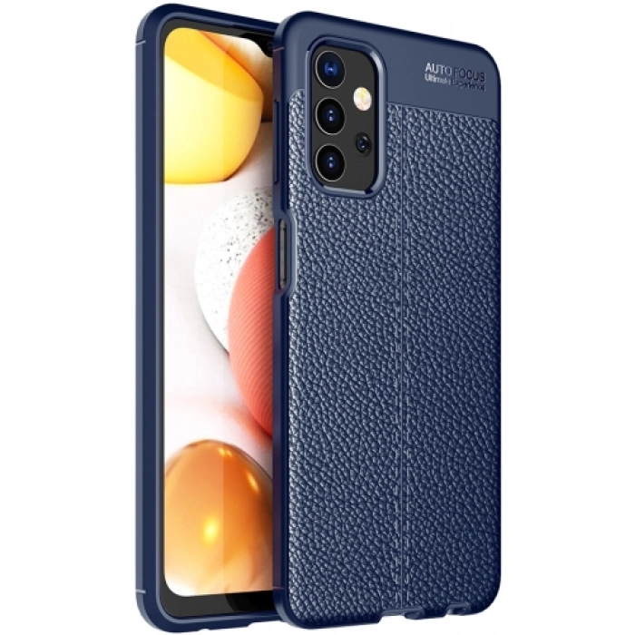 Samsung Galaxy A32 4G Kılıf Deri Görünümlü Lüks Parmak İzi Bırakmaz Niss Silikon Kapak - Lacivert