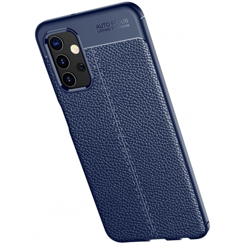 Samsung Galaxy A32 4G Kılıf Deri Görünümlü Lüks Parmak İzi Bırakmaz Niss Silikon Kapak - Siyah