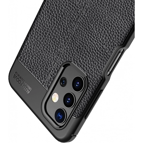 Samsung Galaxy A32 4G Kılıf Deri Görünümlü Lüks Parmak İzi Bırakmaz Niss Silikon Kapak - Siyah