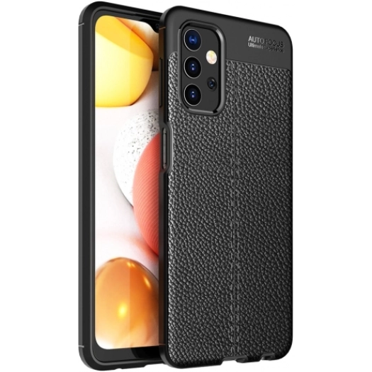 Samsung Galaxy A32 4G Kılıf Deri Görünümlü Lüks Parmak İzi Bırakmaz Niss Silikon Kapak - Siyah