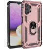 Samsung Galaxy A32 4G Kılıf Silikon Zırhlı Standlı Yüzüklü Mıknatıslı Tank Kapak - Rose Gold