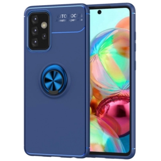 Samsung Galaxy A33 5G Kılıf Renkli Silikon Yüzüklü Standlı Auto Focus Ravel Kapak - Mavi