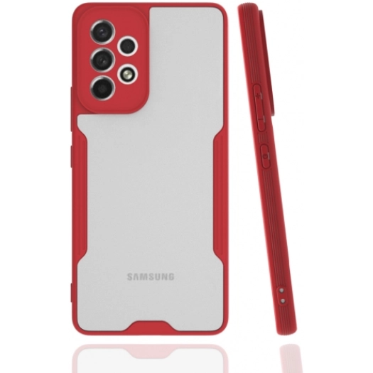 Samsung Galaxy A33 5G Kılıf Renkli Silikon Kamera Lens Korumalı Şeffaf Parfe Kapak - Kırmızı