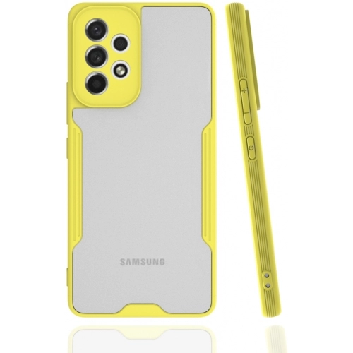 Samsung Galaxy A33 5G Kılıf Renkli Silikon Kamera Lens Korumalı Şeffaf Parfe Kapak - Sarı