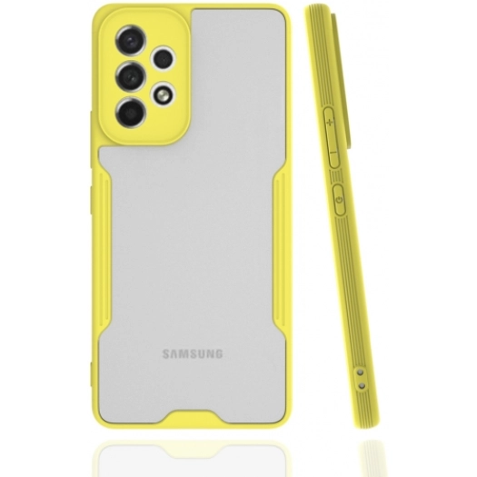 Samsung Galaxy A33 5G Kılıf Renkli Silikon Kamera Lens Korumalı Şeffaf Parfe Kapak - Sarı