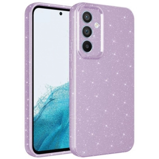 Samsung Galaxy A34 Kılıf Kamera Korumalı Simli Lüks Zore Koton Kapak - Lila