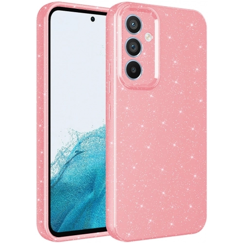 Samsung Galaxy A34 Kılıf Kamera Korumalı Simli Lüks Zore Koton Kapak - Pembe