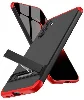Samsung Galaxy A34 Kılıf 3 Parçalı Standlı 360 Tam Korumalı Rubber AYS Kapak  - Kırmızı - Siyah