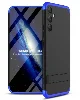 Samsung Galaxy A34 Kılıf 3 Parçalı Standlı 360 Tam Korumalı Rubber AYS Kapak  - Mavi - Siyah