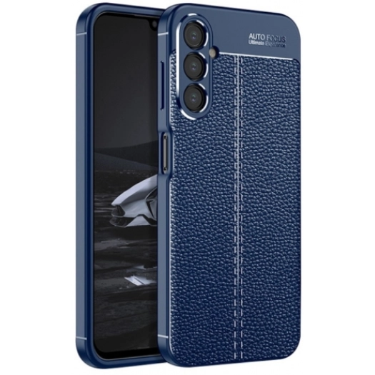 Samsung Galaxy A34 Kılıf Deri Görünümlü Lüks Parmak İzi Bırakmaz Niss Silikon Kapak - Lacivert