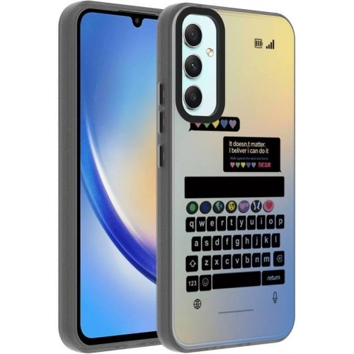 Samsung Galaxy A34 Kılıf Desenli Zore Dragon Sert Kapak - Klavye