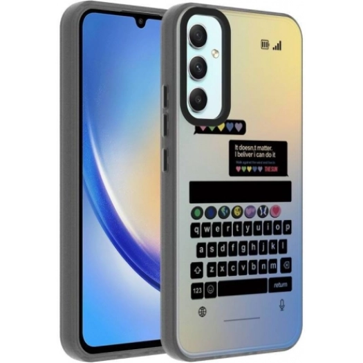 Samsung Galaxy A34 Kılıf Desenli Zore Dragon Sert Kapak - Klavye