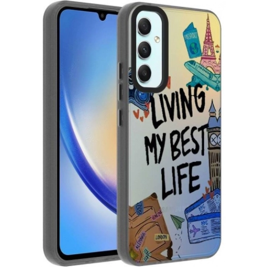 Samsung Galaxy A34 Kılıf Desenli Zore Dragon Sert Kapak - Seyahat