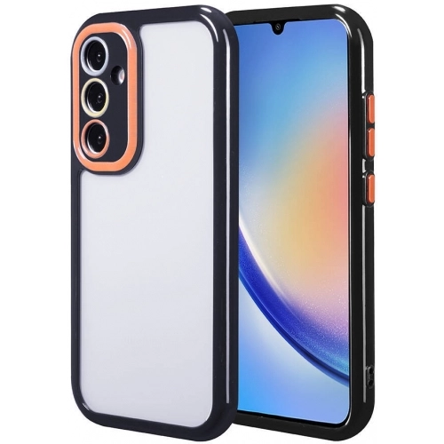 Samsung Galaxy A34 Kılıf Kamera Korumalı Renkli Kenar ve Çerçeve Tasarımlı Vitamin Kapak - Siyah