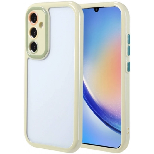 Samsung Galaxy A34 Kılıf Kamera Korumalı Renkli Kenar ve Çerçeve Tasarımlı Vitamin Kapak - Yeşil