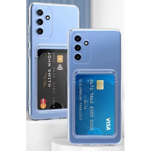 Samsung Galaxy A34 Kılıf Kartlıklı Şeffaf Esnek Silikon Kamera Korumalı