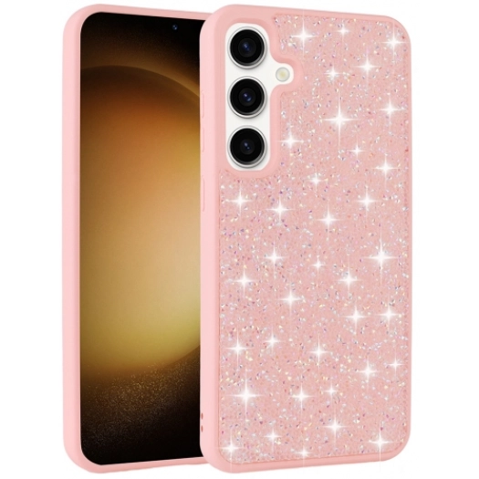 Samsung Galaxy A35 ile Uyumlu Kılıf Parlak Taşlı Tasarım Zore Pırlanta Kapak - Pembe