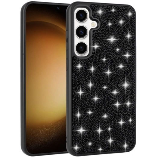 Samsung Galaxy A35 ile Uyumlu Kılıf Parlak Taşlı Tasarım Zore Pırlanta Kapak - Siyah