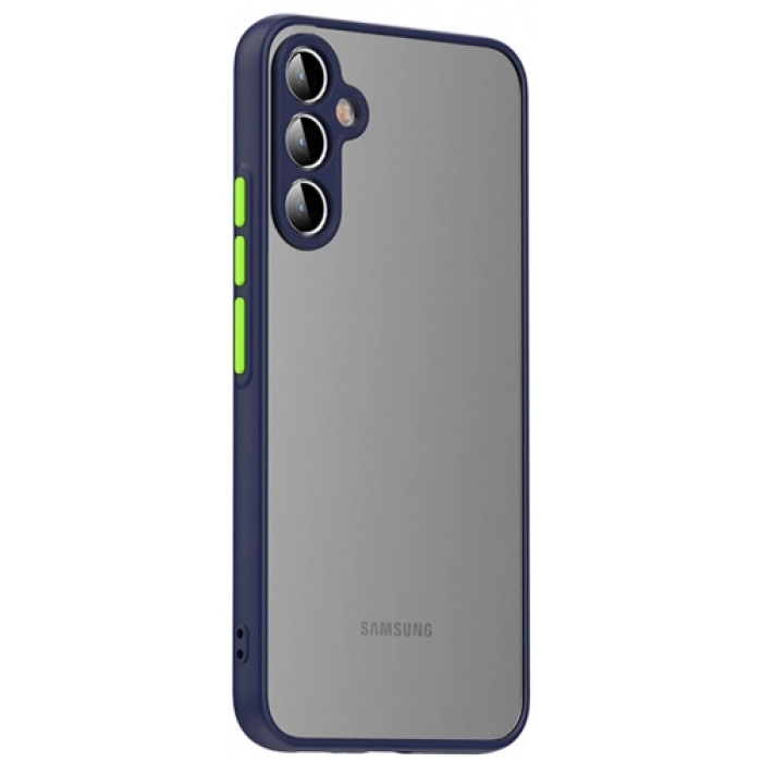 Samsung Galaxy A35 Kılıf Kamera Korumalı Arkası Şeffaf Mat Silikon Kapak - Lacivert