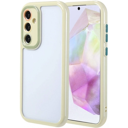 Samsung Galaxy A35 Kılıf Kamera Korumalı Renkli Kenar ve Çerçeve Tasarımlı Vitamin Kapak - Mürdüm