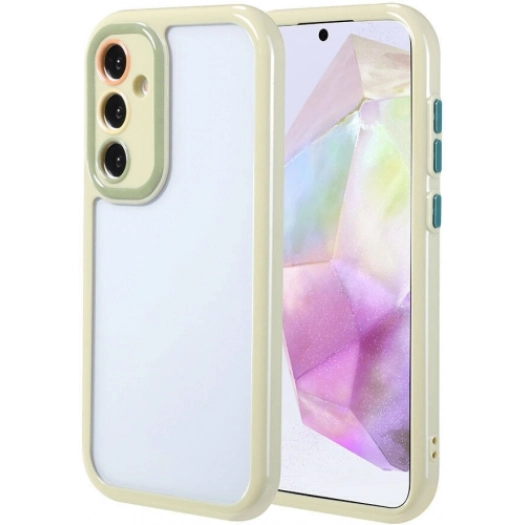 Samsung Galaxy A35 Kılıf Kamera Korumalı Renkli Kenar ve Çerçeve Tasarımlı Vitamin Kapak - Yeşil