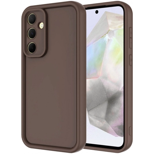 Samsung Galaxy A35 ile Uyumlu Kılıf Kamera Korumalı Silikon Ananas Kapak - Kahve