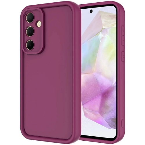 Samsung Galaxy A35 ile Uyumlu Kılıf Kamera Korumalı Silikon Ananas Kapak - Mürdüm