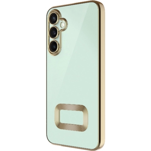 Samsung Galaxy A36 Kılıf Kamera Lens Korumalı Şeffaf Renkli Logo Gösteren Parlak Kapak - Gold